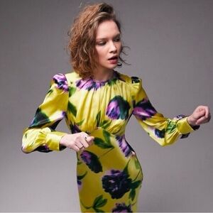 Topshop Vibrant Yellow and Purple Maxi Dress